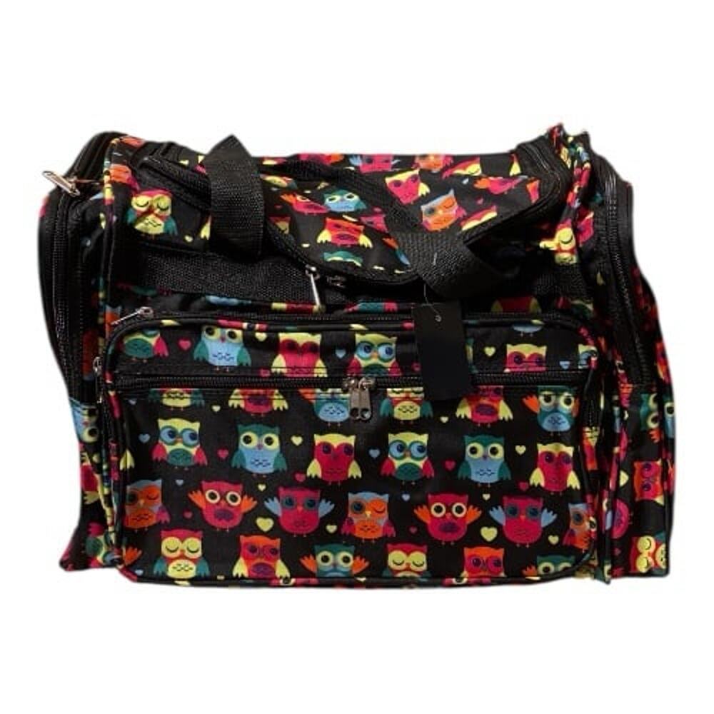 Adorable Colorful Owl pattern zippered weekender tote duffel gym bag